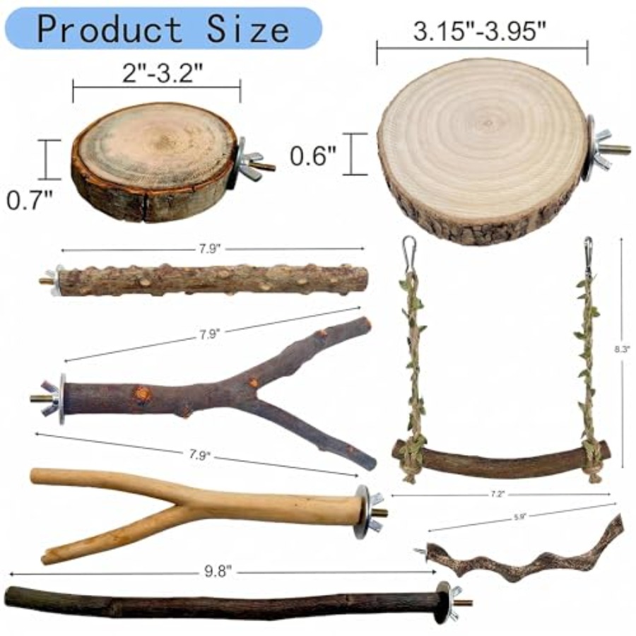 8PCS natural wood bird perches - Health & Wellness Lafayette review and price